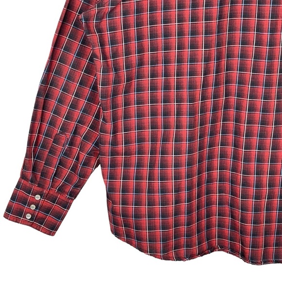 Wrangler Wrancher Mens XL Pearl Snap Western Plaid Shirt Cowboy Rodeo Workwear - Picture 7 of 9